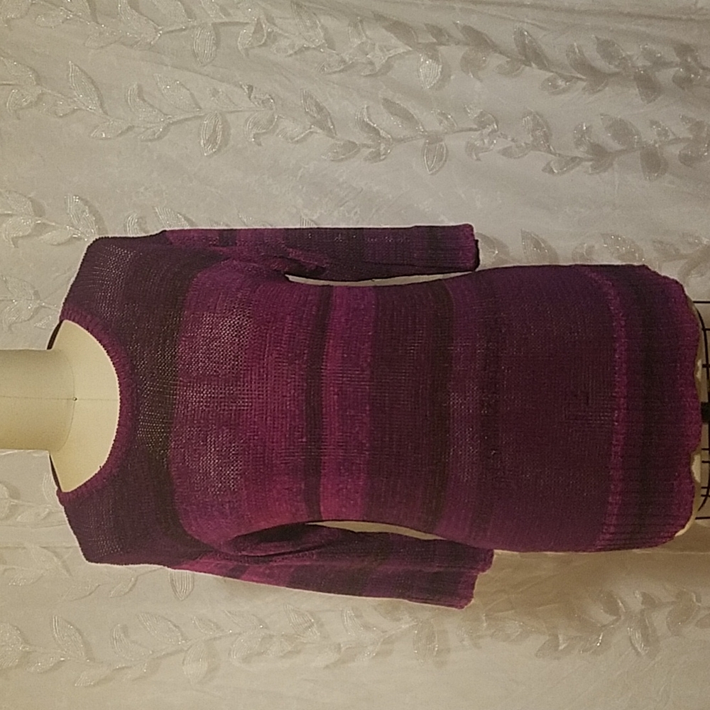 Neiman Marcus Fushia/Purple striped knit sweater💜